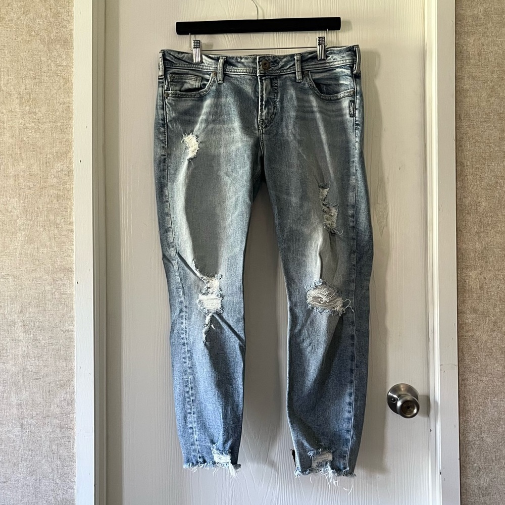 SILVER JEANS Vintage SUKI Skinny Crop Blue Jeans